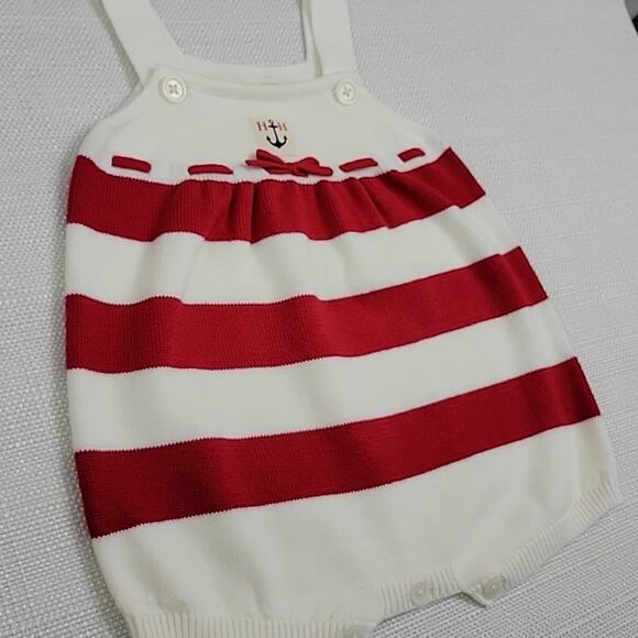 Hope & Henry Nautical Stripes July 4th Knit Tank Bubble Romper 3-6M - Picture 6 of 12